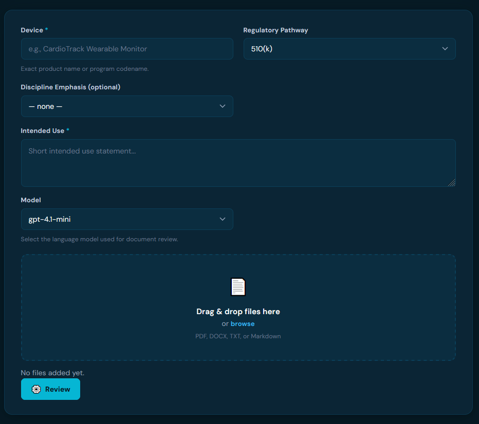 FDA Reviewer — document review interface